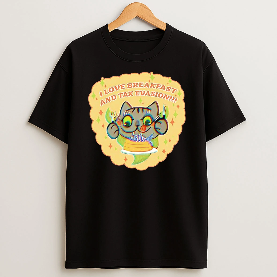 Vflippa Clickoneshirt 20251223_095040 49_i Love Breakfast And Tax Evasion Cat Caricature T Shirt