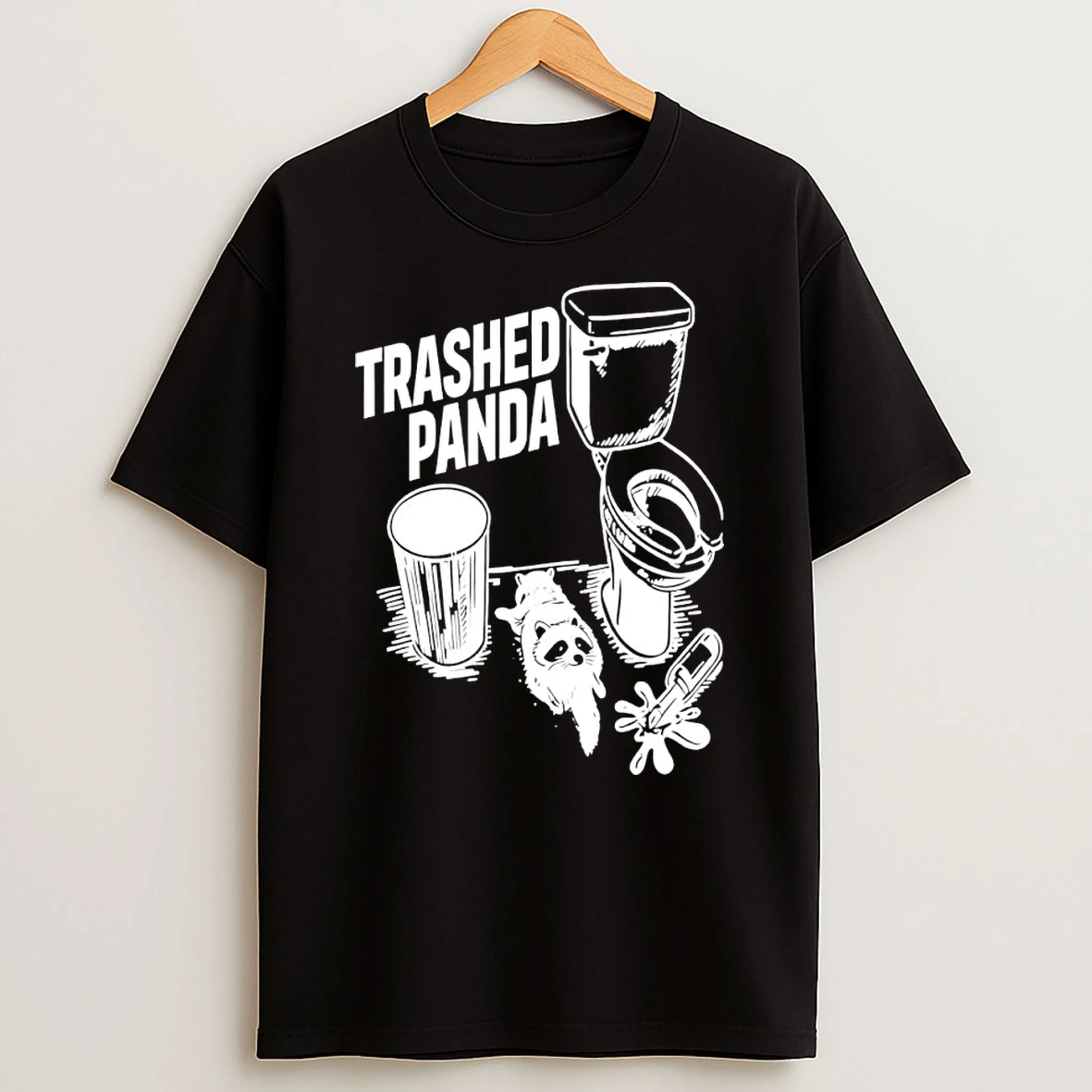 Vflippa Clickoneshirt 20251223_095040 49_trashed Panda Drunk Raccoon Next To The Toilet T Shirt