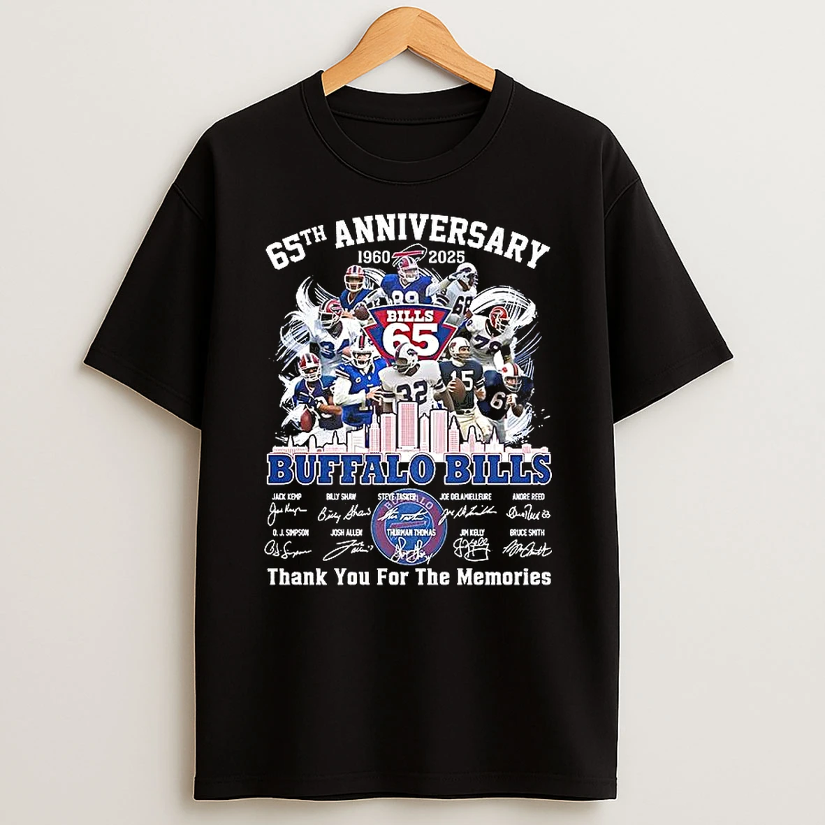 Vflippa Clickoneshirt 20251224_091254 152_buffalo Bills Nfl 1960 2025 Celebrate 65th Anniversary City Skyline Player Signature T Shirt