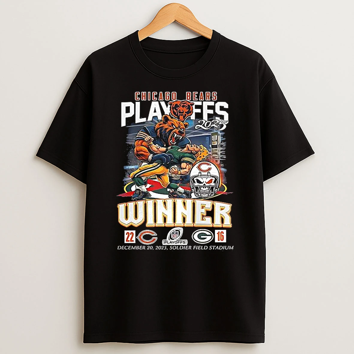 Vflippa Clickoneshirt 20251224_091254 152_chicago Bears Beat Green Bay Packers Nfl 2025 Playoffs Winner Finals Score Mascot T Shirt