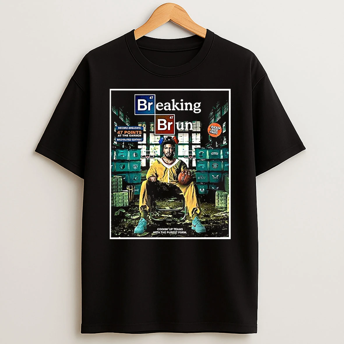 Vflippa Clickoneshirt 20251224_091254 152_jalen Brunson New York Knicks Nba Breaking Brun Parody 47 Points At The Garden T Shirt