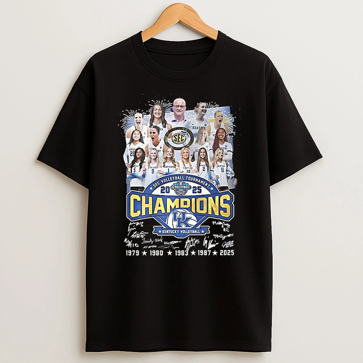 Vflippa Clickoneshirt 20251224_091254 152_kentucky Wildcats Sec Womens Volleyball Champions 2025 Player Signature Celebration T Shirt