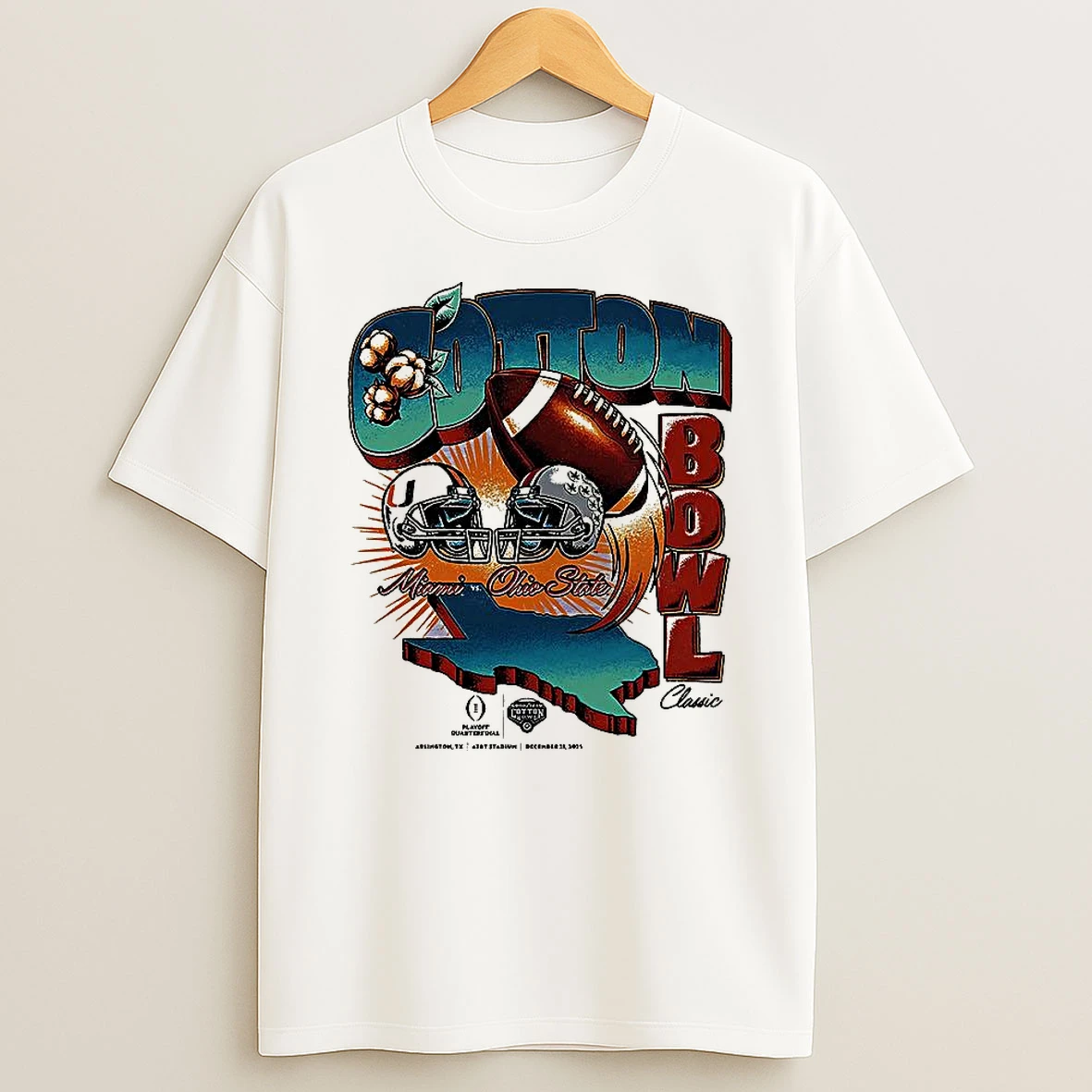 Vflippa Clickoneshirt 20251224_091254 152_miami Hurricanes Vs Ohio State Buckeyes Ncaa Cotton Bowl Classic 2025 Vintage Matchup T Shirt