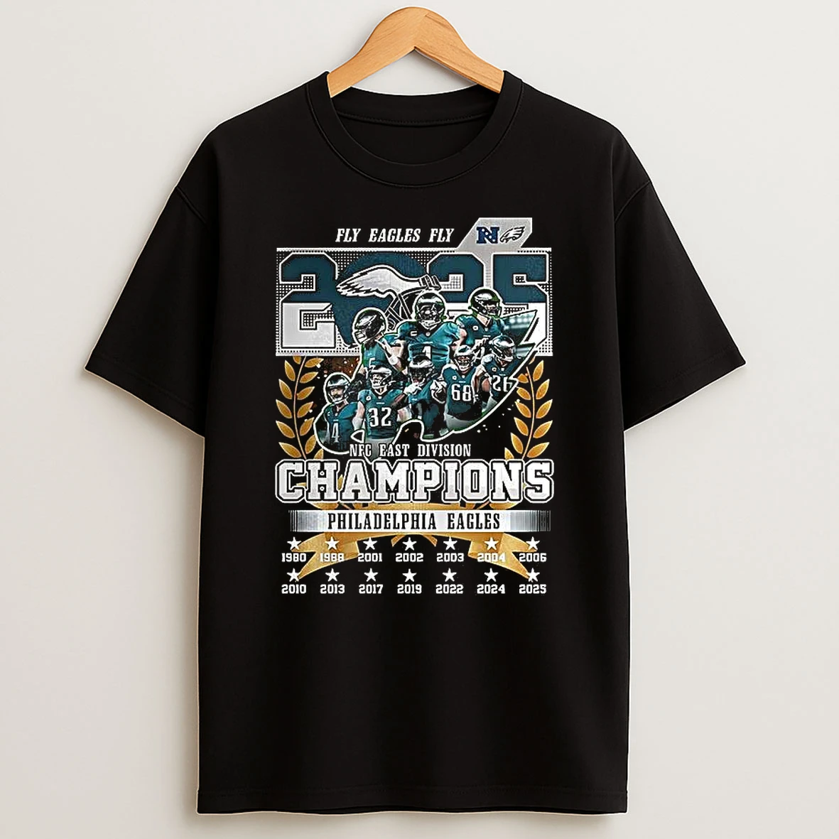 Vflippa Clickoneshirt 20251224_091254 152_philadelphia Eagles Nfc East Division 2025 Champions Our Time Fly Eagles Fly Player Signature T Shirt