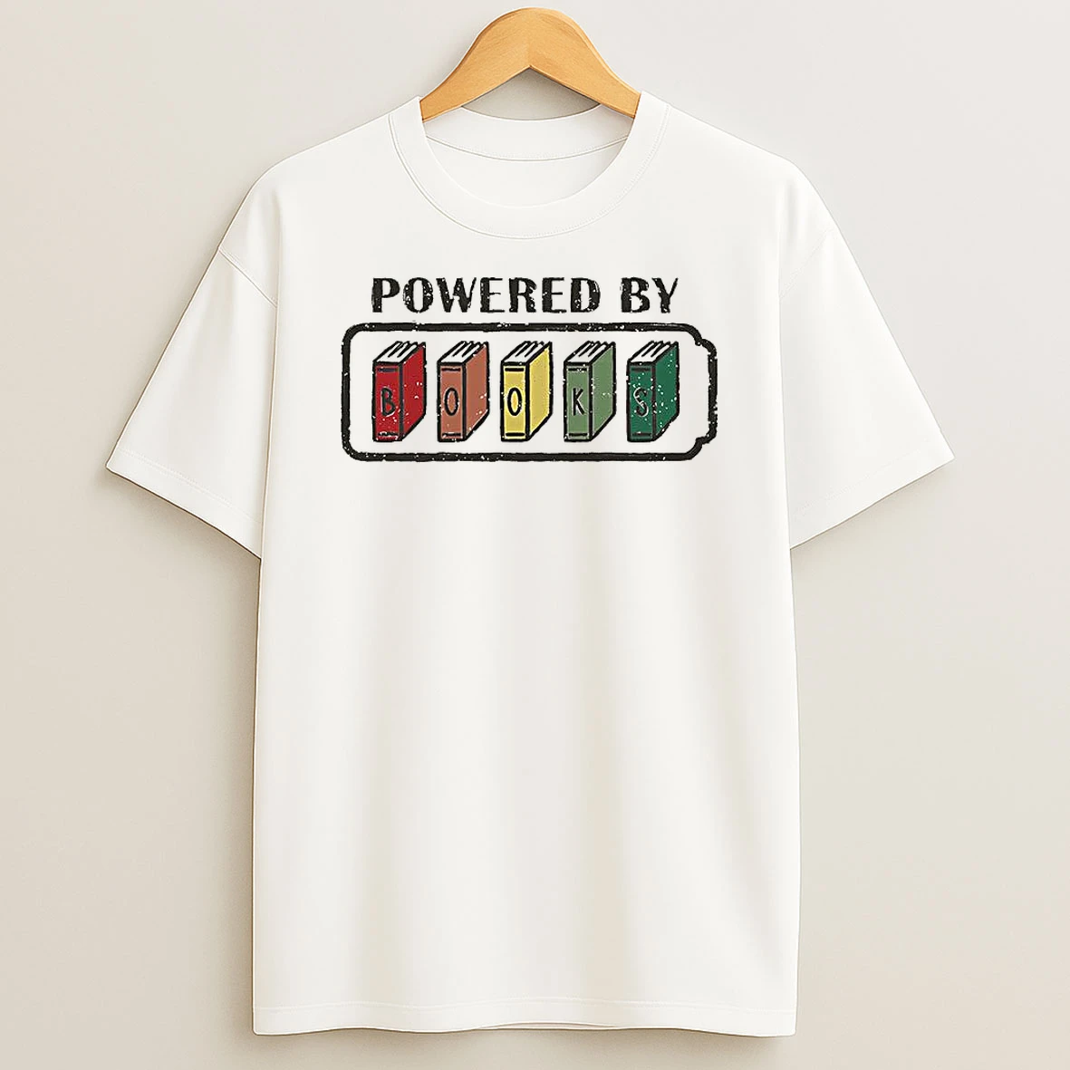 Vflippa Clickoneshirt 20251224_091254 152_powered By Books Fully Charged Power Of Knowledge T Shirt