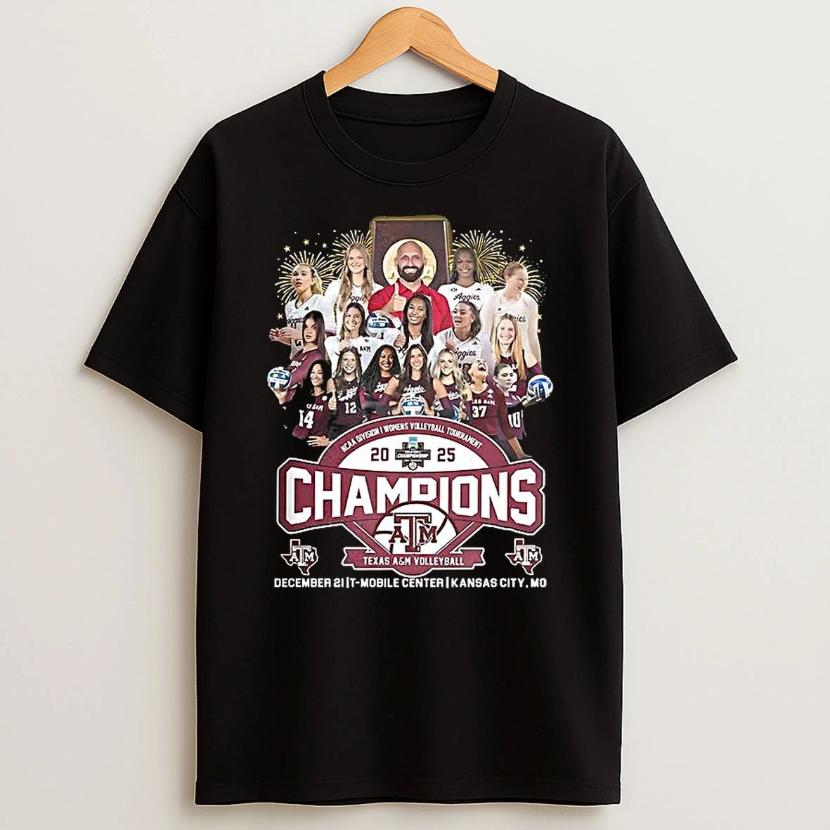 Vflippa Clickoneshirt 20251224_091254 152_texas Am Aggies Ncaa Womens Volleyball Tournament National Champions 2025 Player T Shirt