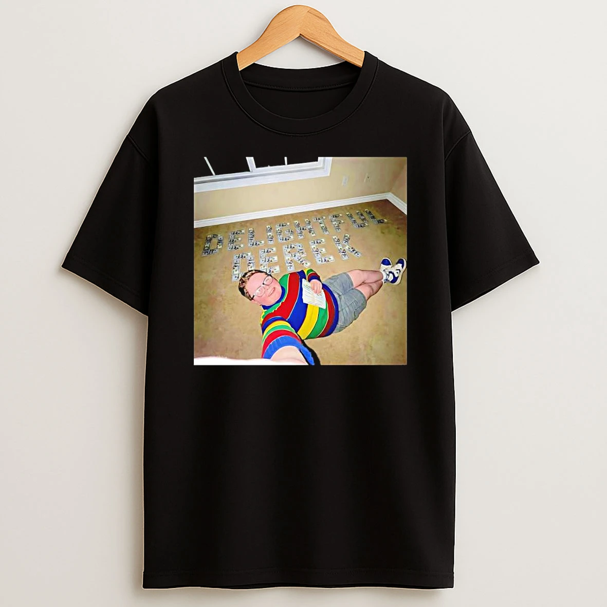 Vflippa Clickoneshirt 20251224_134513 36_gaten Matarazzo Stranger Things Delighted Derek Stacks With Money T Shirt