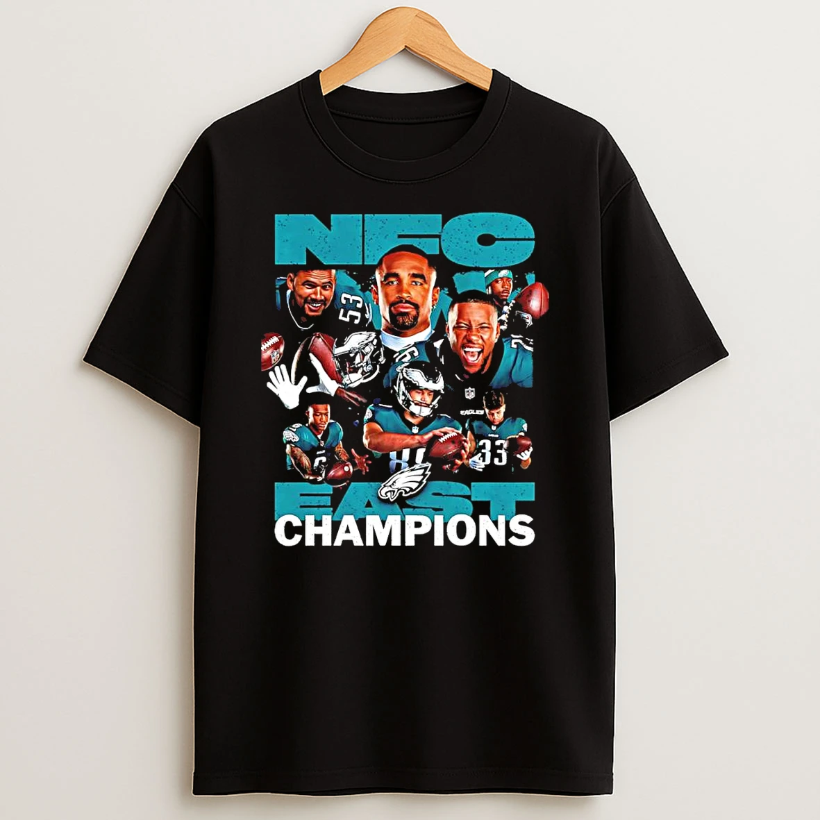 Vflippa Clickoneshirt 20251224_134513 36_philadelphia Eagles 2025 Nfc East Division Champions Player Collage Fly Eagles Fly T Shirt