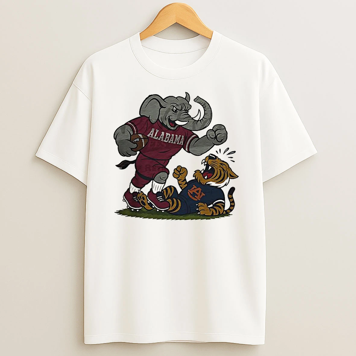 Vflippa Clickoneshirt 20251225_095059 138_alabama Crimson Tide Overwhelms Auburn Tigers Ncaa Football Artwork Mascot Fight Retro T Shirt