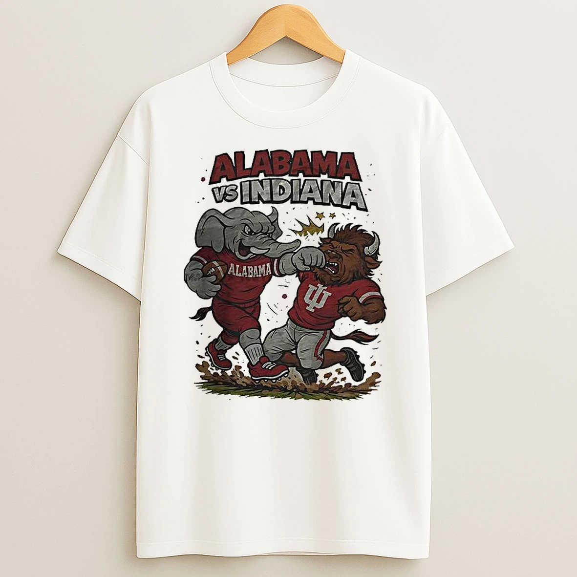 Vflippa Clickoneshirt 20251225_095059 138_alabama Crimson Tide Vs Indiana Hoosiers Ncaa Football Artwork Mascots Fight Retro T Shirt
