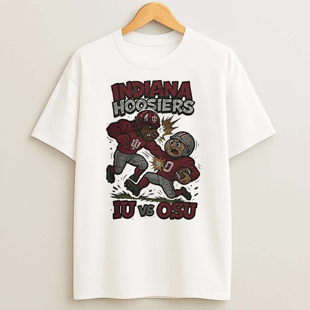 Vflippa Clickoneshirt 20251225_095059 138_indiana Hoosiers Beat Ohio State Buckeyes Ncaa Football Artwork Mascot Fight Retro T Shirt