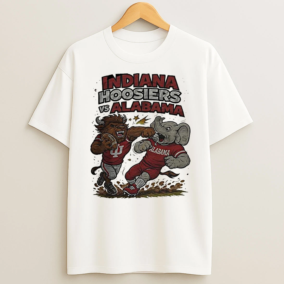 Vflippa Clickoneshirt 20251225_095059 138_indiana Hoosiers Vs Alabama Crimson Tide Ncaa Football Artwork Mascots Fight Retro T Shirt