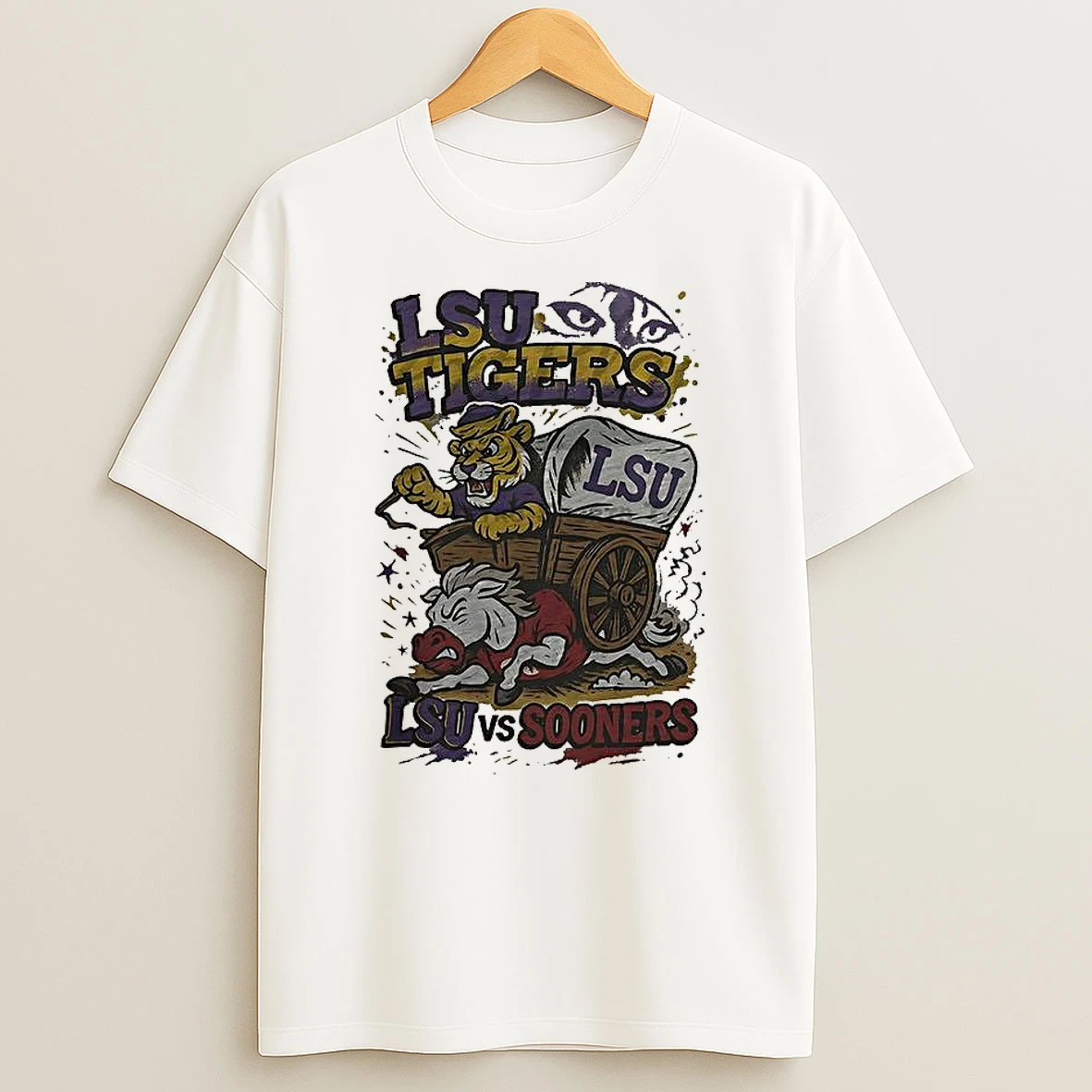 Vflippa Clickoneshirt 20251225_095059 138_lsu Tigers Crushed Oklahoma Sooners Ncaa Football Artwork Mascot Fight Retro T Shirt