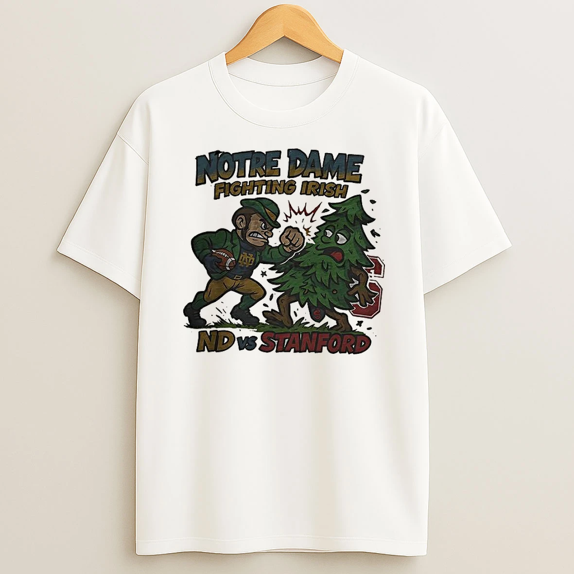 Vflippa Clickoneshirt 20251225_095059 138_notre Dame Fighting Irish Overwhelms Stanford Cardinal Ncaa Football Artwork Mascot Fight Retro T Shirt