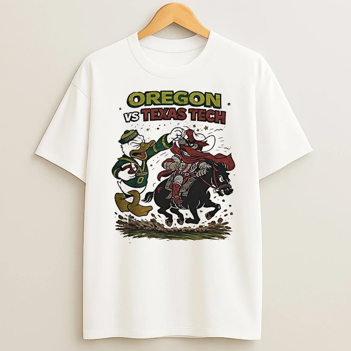 Vflippa Clickoneshirt 20251225_095059 138_oregon Ducks Vs Texas Tech Red Raiders Ncaa Playoff Football Mascots Fight Retro T Shirt