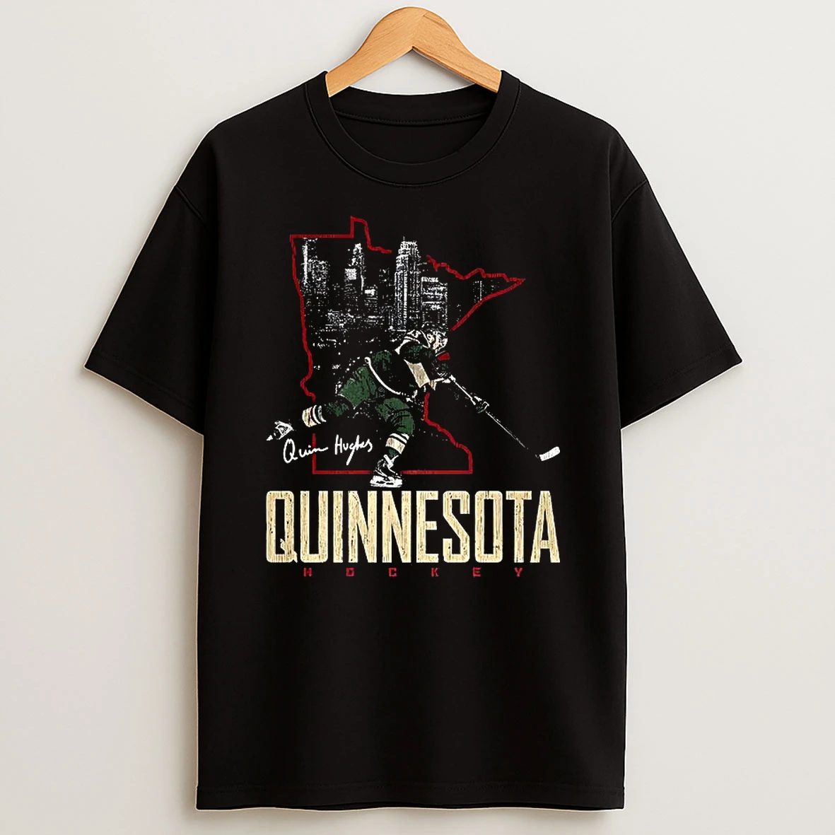 Vflippa Clickoneshirt 20251225_095059 138_quinn Hughes Minnesota Wild Nhl Quinnesota State City Skyline Signature T Shirt