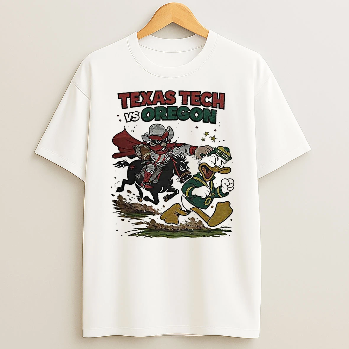 Vflippa Clickoneshirt 20251225_095059 138_texas Tech Red Raiders Vs Oregon Ducks Ncaa Playoff Football Mascots Fight Retro T Shirt