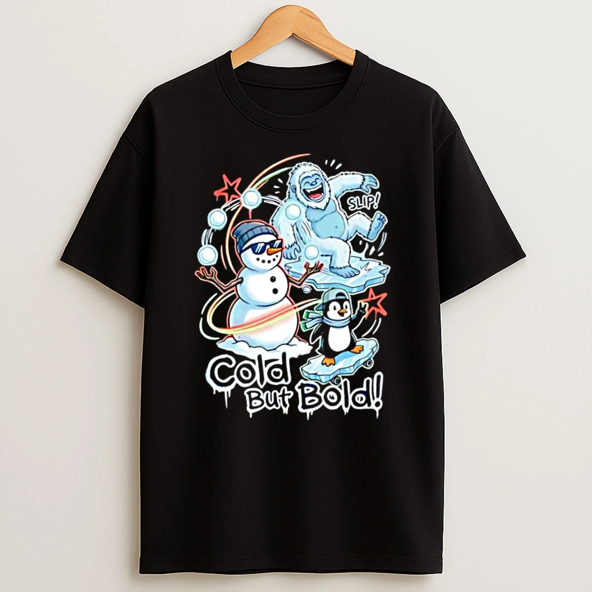 Vflippa Dalatshirt 20251209_115549 16_cold But Bold Funny Snowman Yeti And Penguin Urban Christmas T Shirt