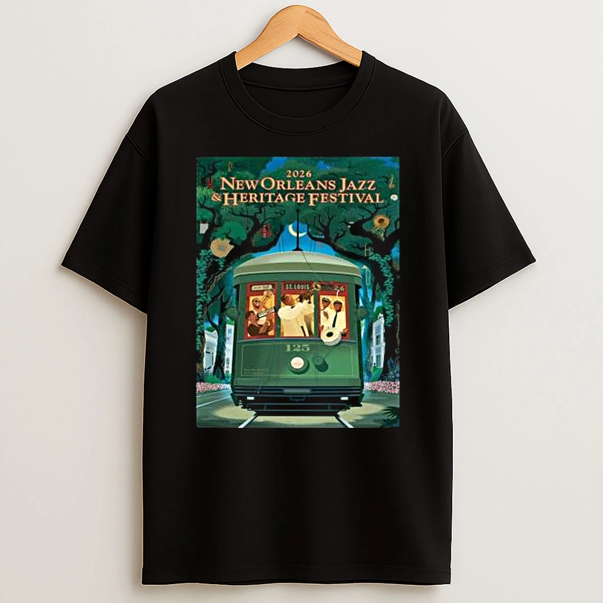 Vflippa Legendusashirt 20251217_165621 107_new Orleans Jazz And Heritage Festival 2026 125th Anniversary Of Louis Armstrong 125th Streetcar T Shirt
