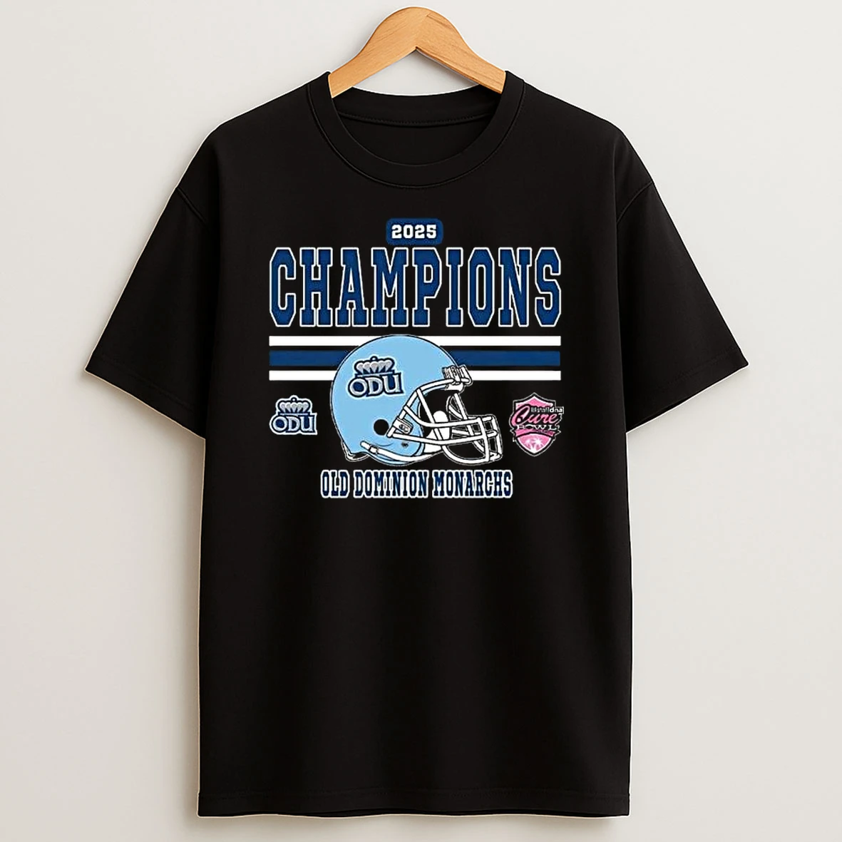 Vflippa Legendusashirt 20251219_121417 88_celebrates 2025 Cure Bowl Champions Old Dominion Monarchs Football Champions 2025 Staffdna Cure Bowl Helmet T Shirt