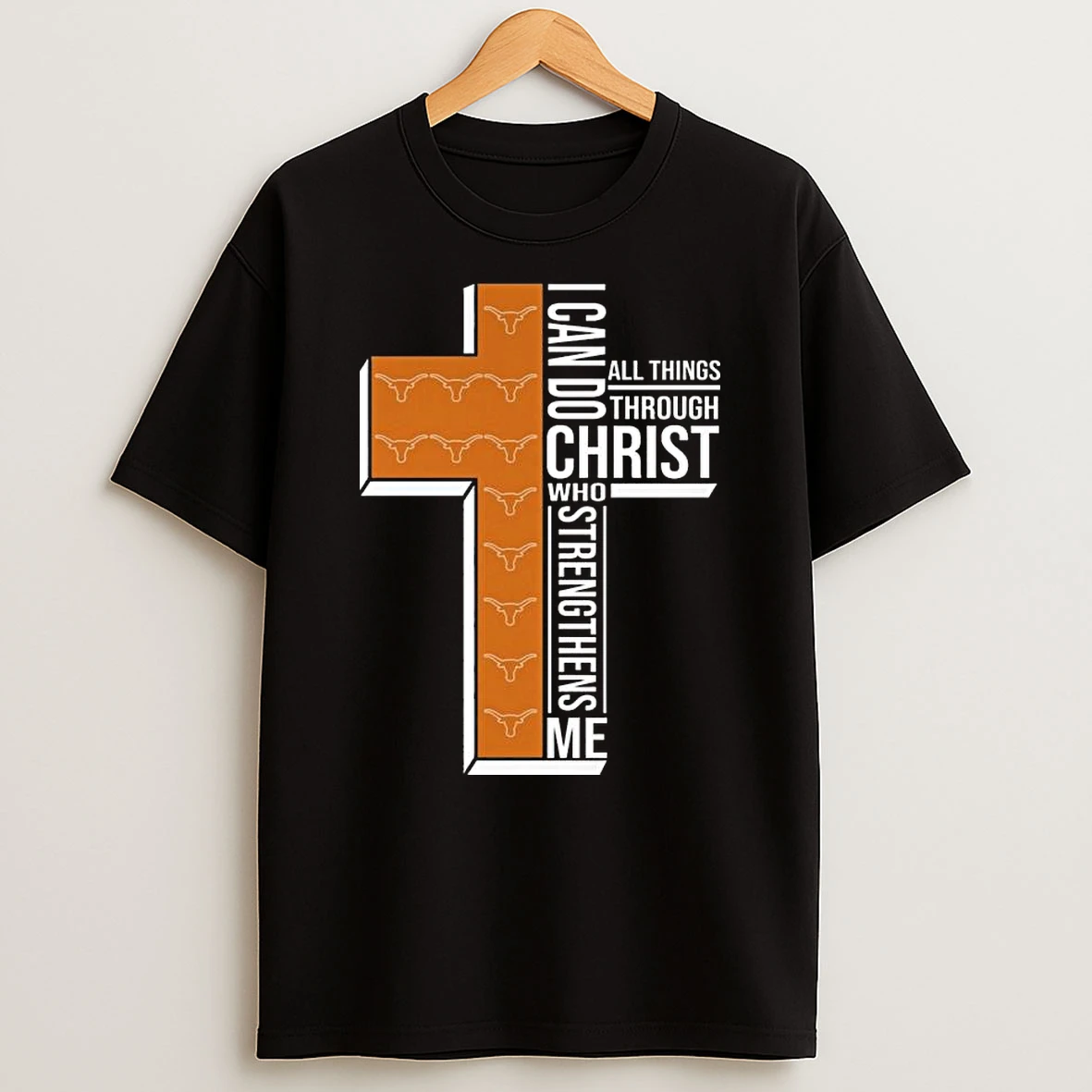 Vflippa Legendusashirt 20251219_125109 55_texas Longhorns I Can Do All Things Through Christ Who Strengthens Me Cross T Shirt