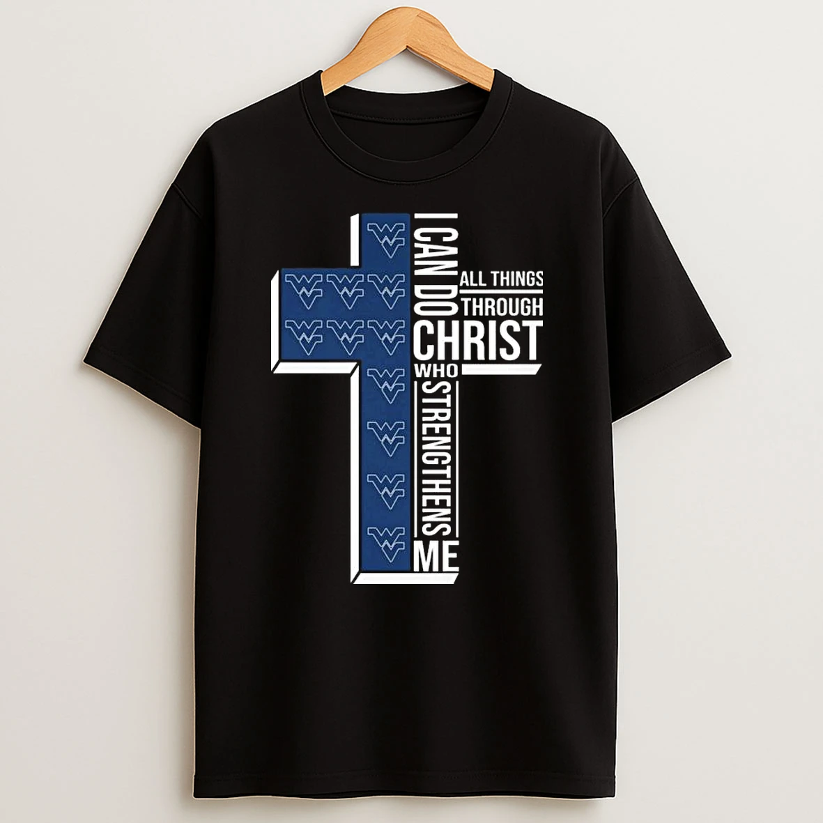 Vflippa Legendusashirt 20251219_125109 55_west Virginia Mountaineers I Can Do All Things Through Christ Who Strengthens Me Cross T Shirt