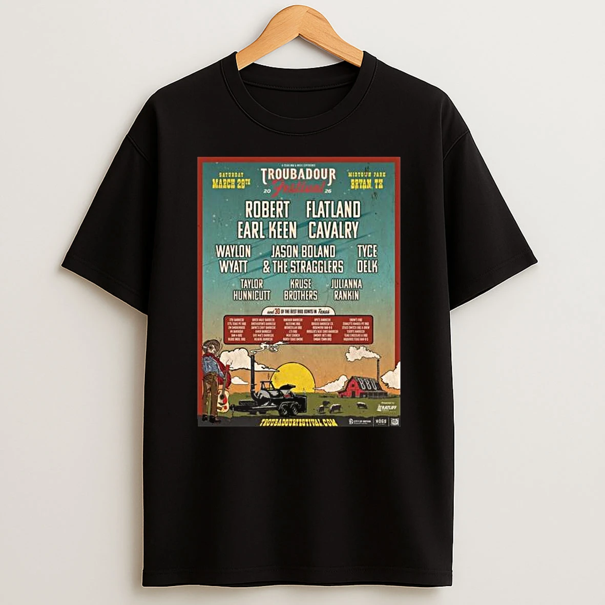 Vflippa Legendusashirt 20251219_232350 33_troubadour Festival Midtown Park Bryan Tx March 28 2026 Concert T Shirt