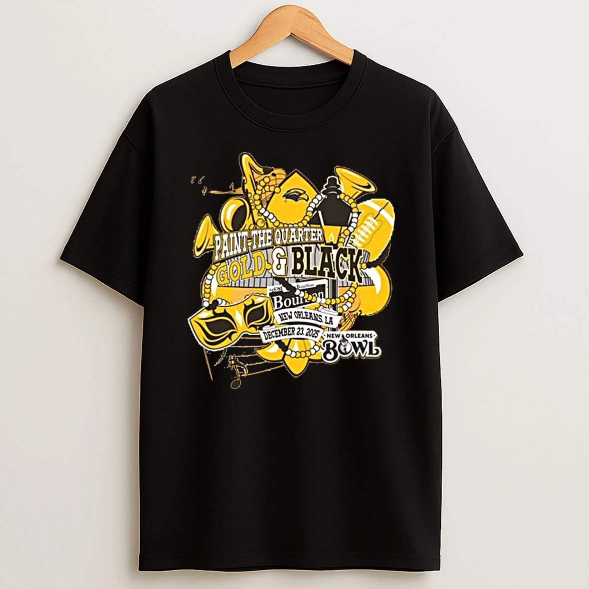 Vflippa Legendusashirt 20251222_100135 100_2025 New Orleans Bowl Paint The Quarter Gold Black T Shirt