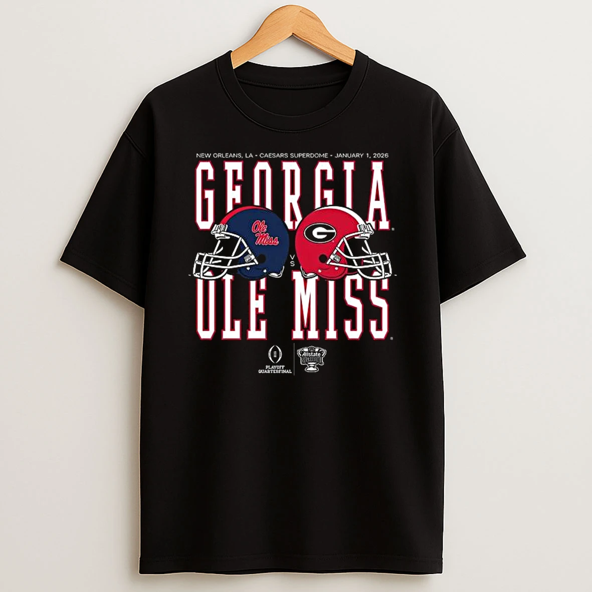 Vflippa Legendusashirt 20251222_100135 100_allstate Sugar Bowl 2026 Ole Miss Vs Georgia Helmet Matchup T Shirt