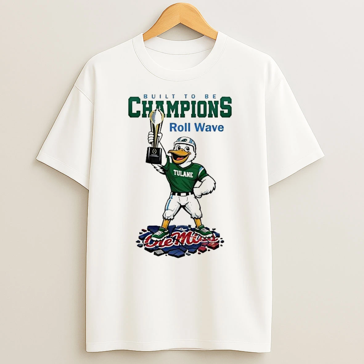 Vflippa Legendusashirt 20251222_100135 100_tulane Green Wave Ncaa College Football Playoff Game Built To Be Champions Roll Wave Mascot T Shirt
