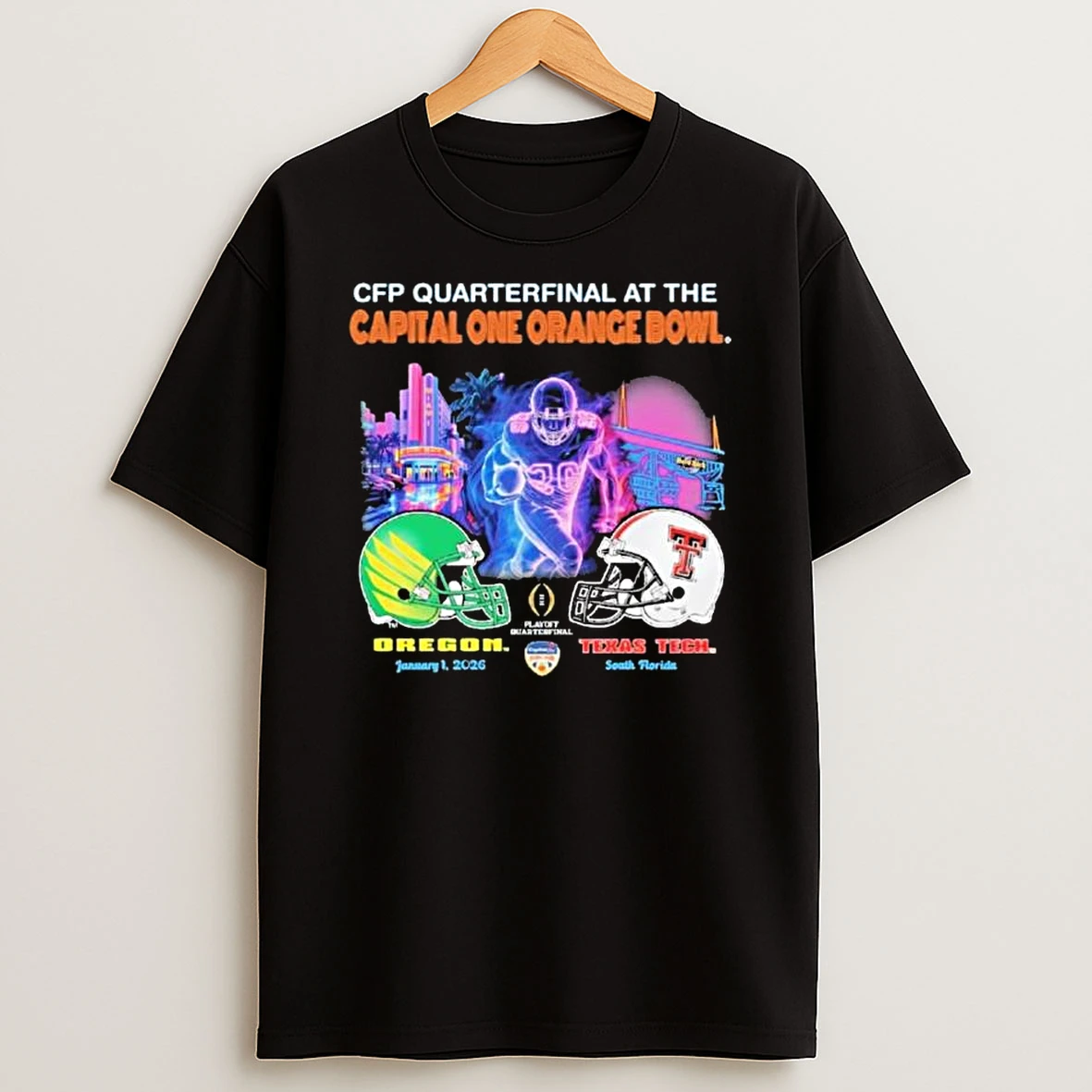 Vflippa Legendusashirt 20251222_123106 53_oregon Ducks Vs Texas Tech Red Raiders 2026 One Orange Bowl Matchup Helmet T Shirt