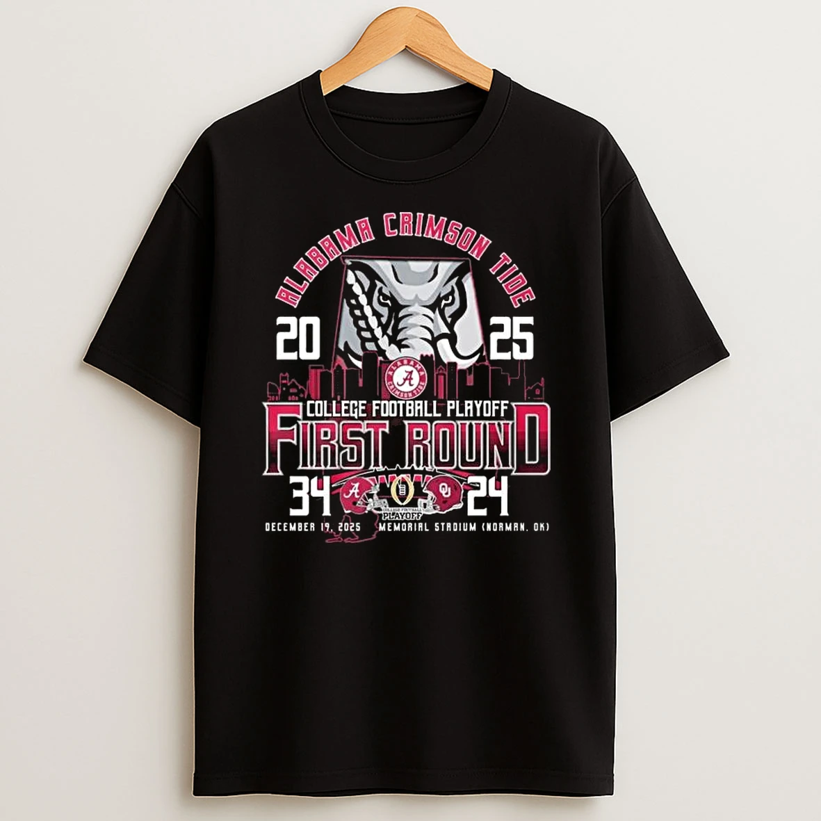 Vflippa Legendusashirt 20251222_130533 68_alabama Crimson Tide 2025 College Football Playoff First Bound 34 24 Dec 19 2025 Memorial Stadium Skyline Logo T Shirt