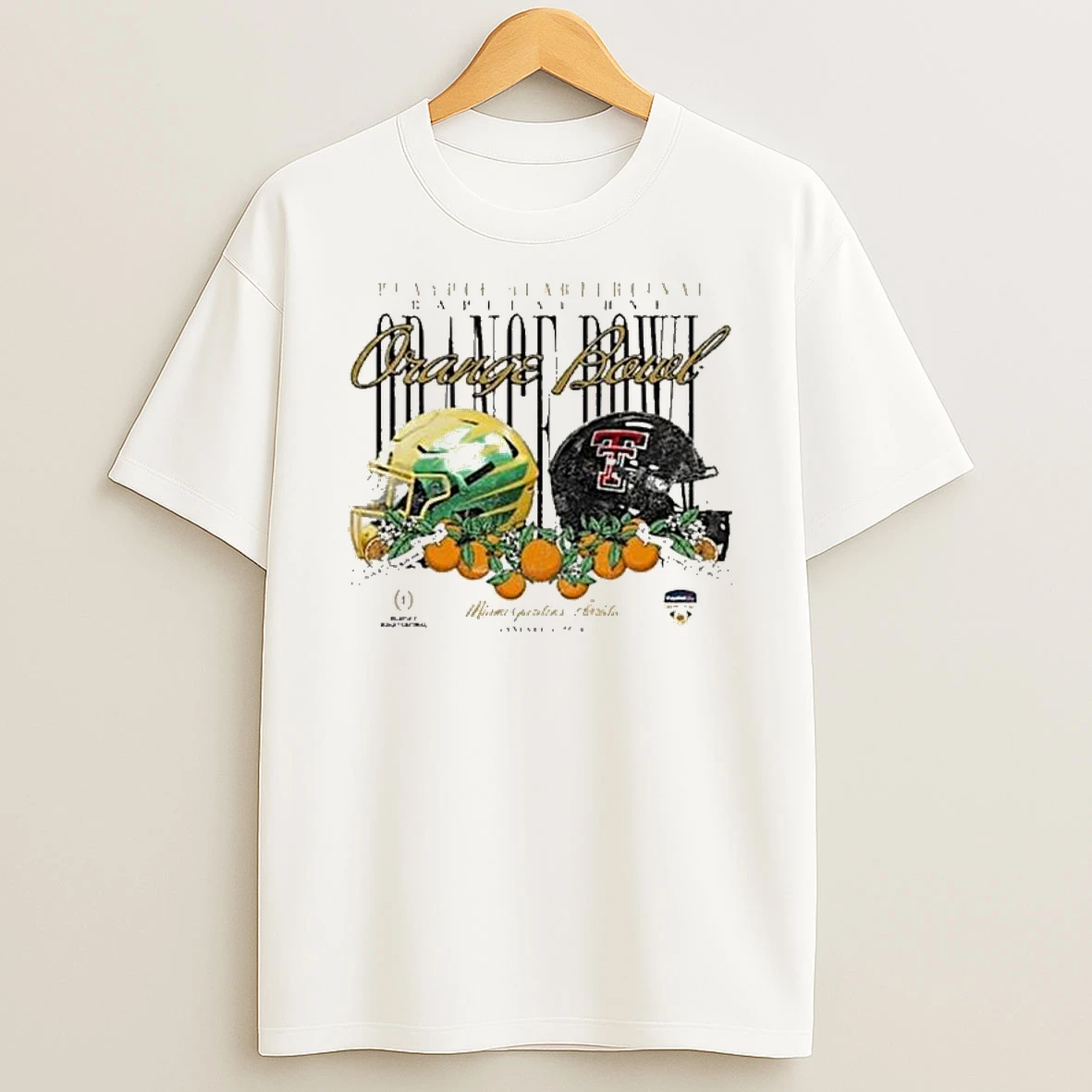 Vflippa Legendusashirt 20251222_130533 68_oregon Ducks Vs Texas Tech Red Raiders Playoff Quarterfinal Capital One Orange Bowl 2026 Miami Gardens Florida Jan 1 2026 Helmets T Shirt