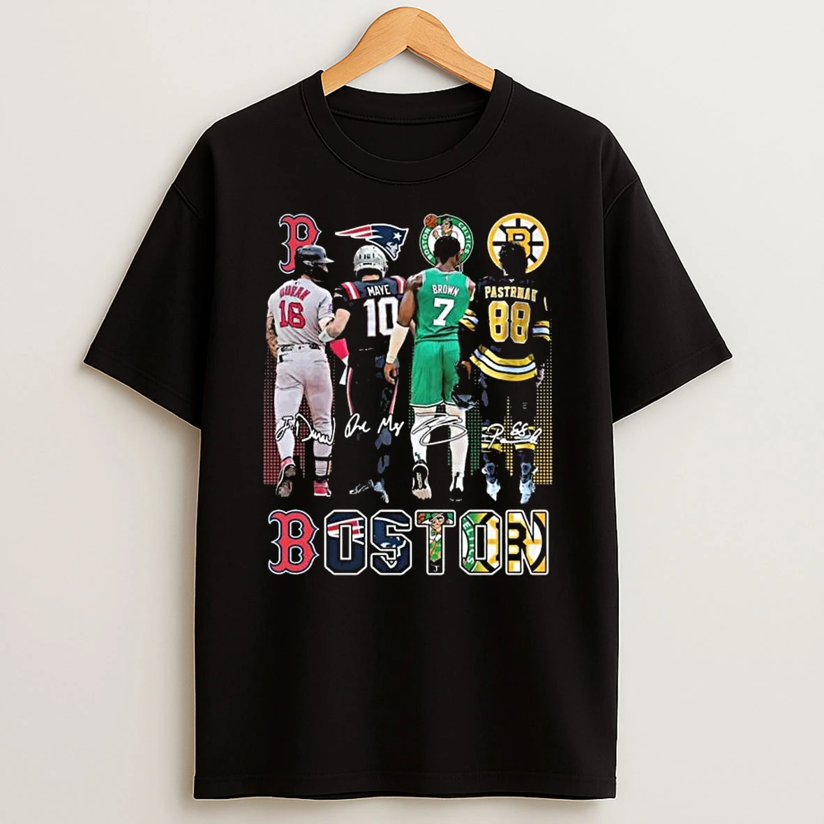 Vflippa Legendusashirt 20251223_094423 85_boston Celtics Brown Bruins Pastrnak Patriots Maye Red Sox Duran 2025 Signatures T Shirt