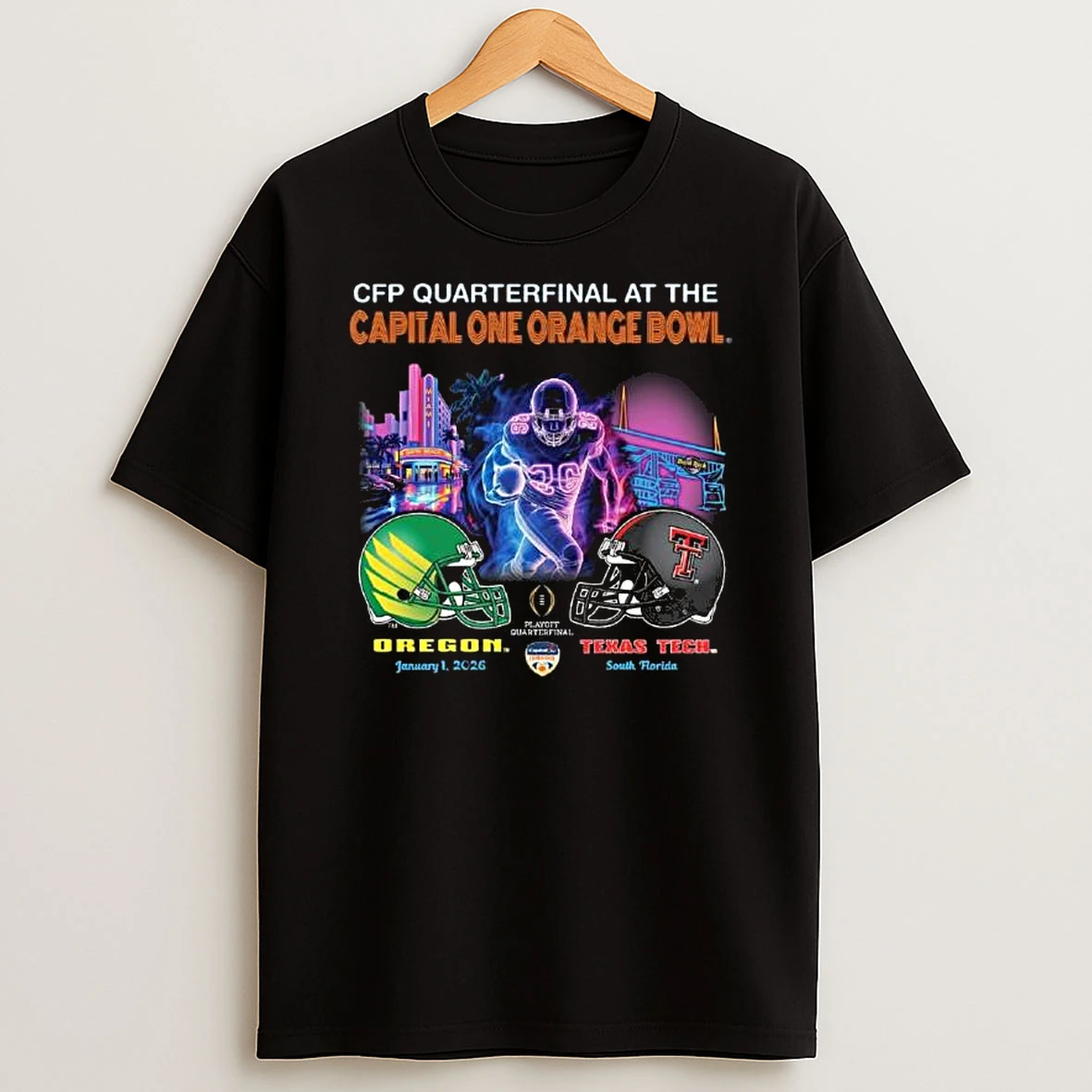 Vflippa Legendusashirt 20251223_094423 85_oregon Ducks Texas Tech Red Raiders Art Deco Game Cfp Quarterfinal At The Capital One Orange Bowl Jan 1 2026 South Florida Helmets T Shirt