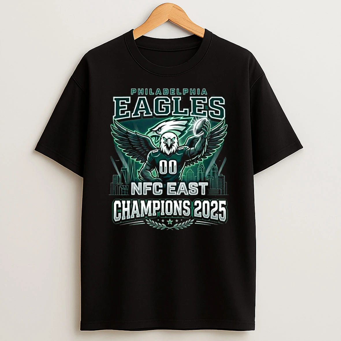 Vflippa Legendusashirt 20251223_094423 85_philadelphia Eagles Nfc East Champions 2025 Mascot Skyline Neon T Shirt