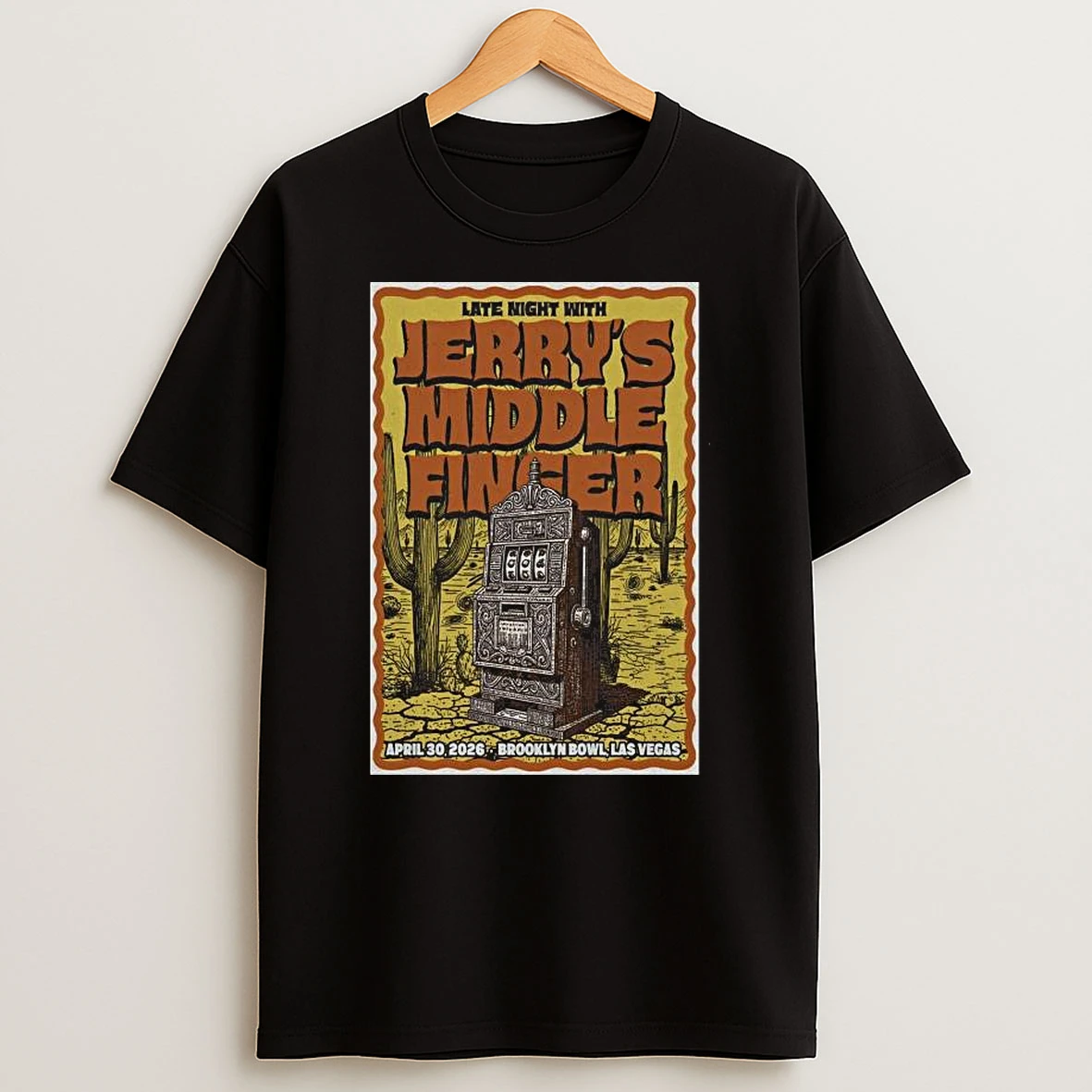 Vflippa Legendusashirt 20251224_094845 92_jerrys Middle Finger Brooklyn Bowl In Las Vegas Nv April 30 2026 T Shirt