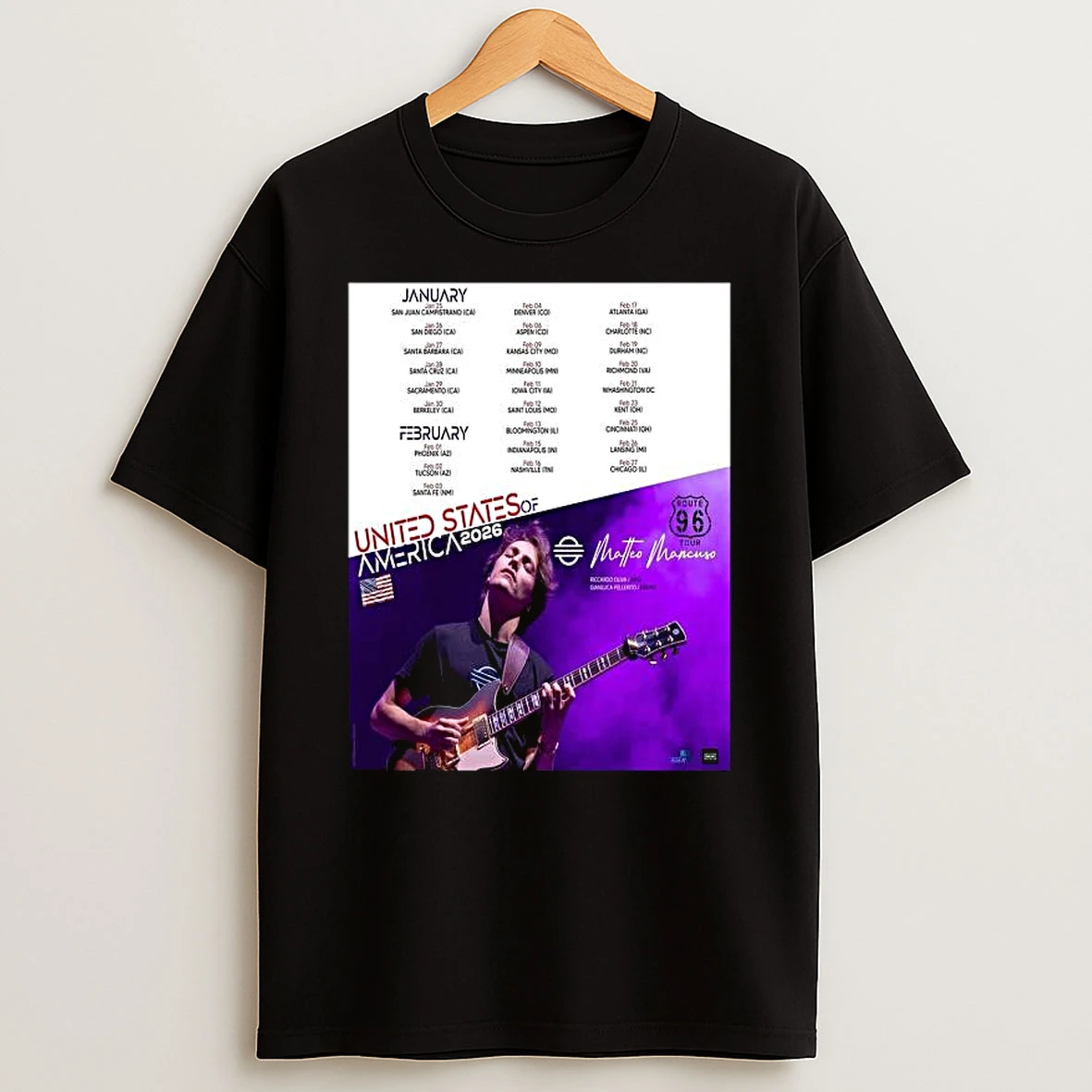 Vflippa Legendusashirt 20251224_094845 92_matteo Mancuso Route 96 United States Of America 2026 Tour Schedule Dates T Shirt