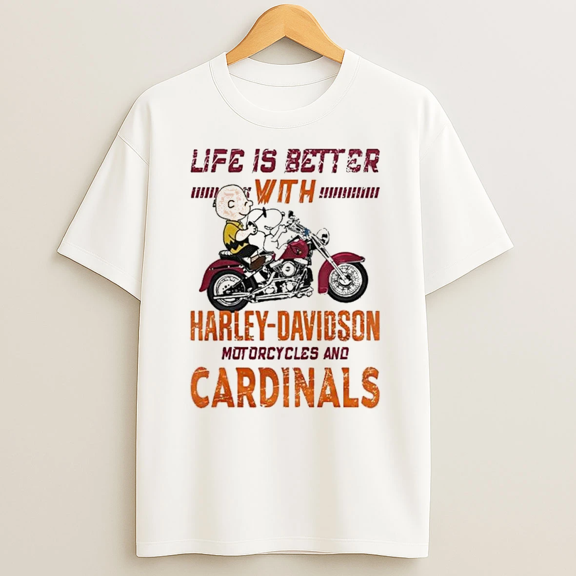 Vflippa Legendusashirt 20251224_094845 92_peanuts Life Is Better With Harley Davidson Motorcycles And Arizona Cardinals Nfl T Shirt