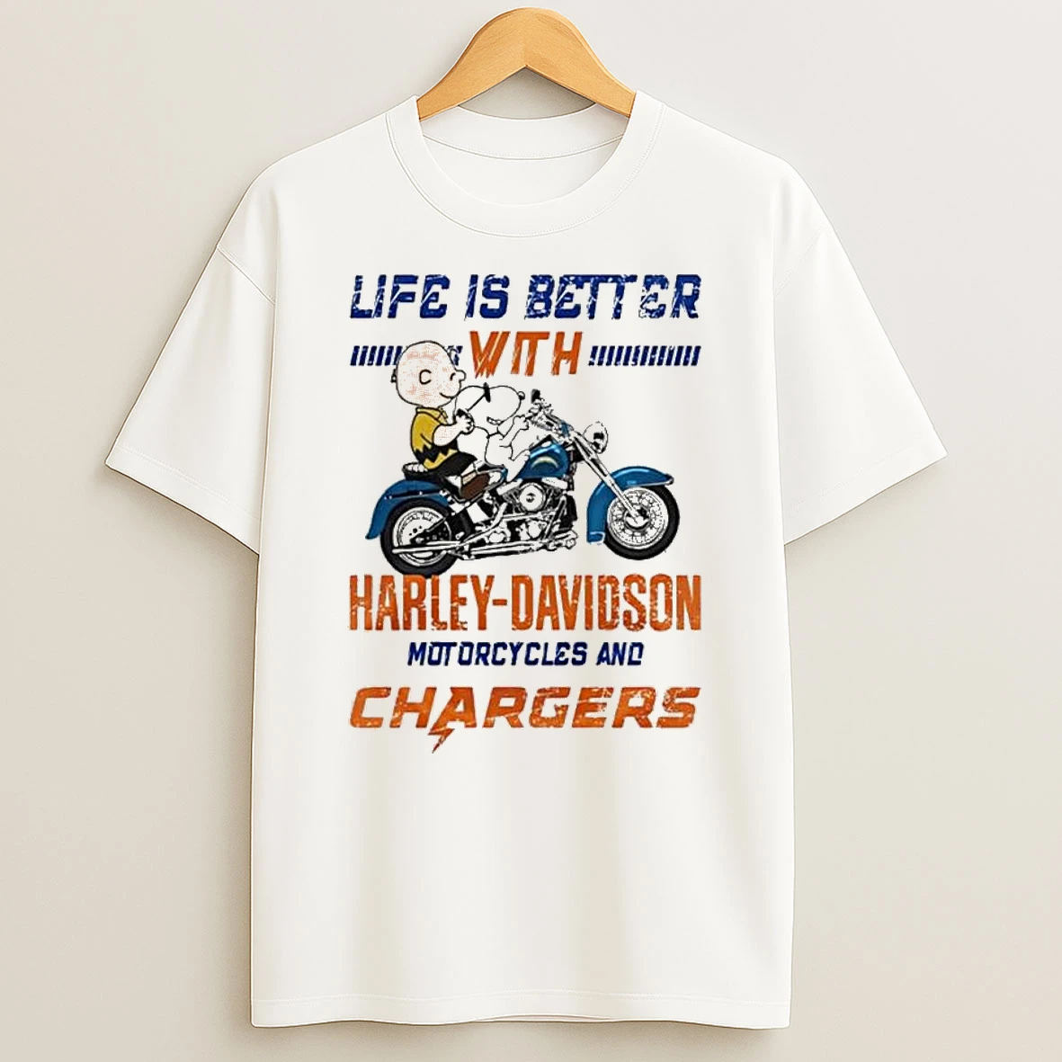Vflippa Legendusashirt 20251224_094845 92_peanuts Life Is Better With Harley Davidson Motorcycles And Los Angeles Chargers Nfl T Shirt