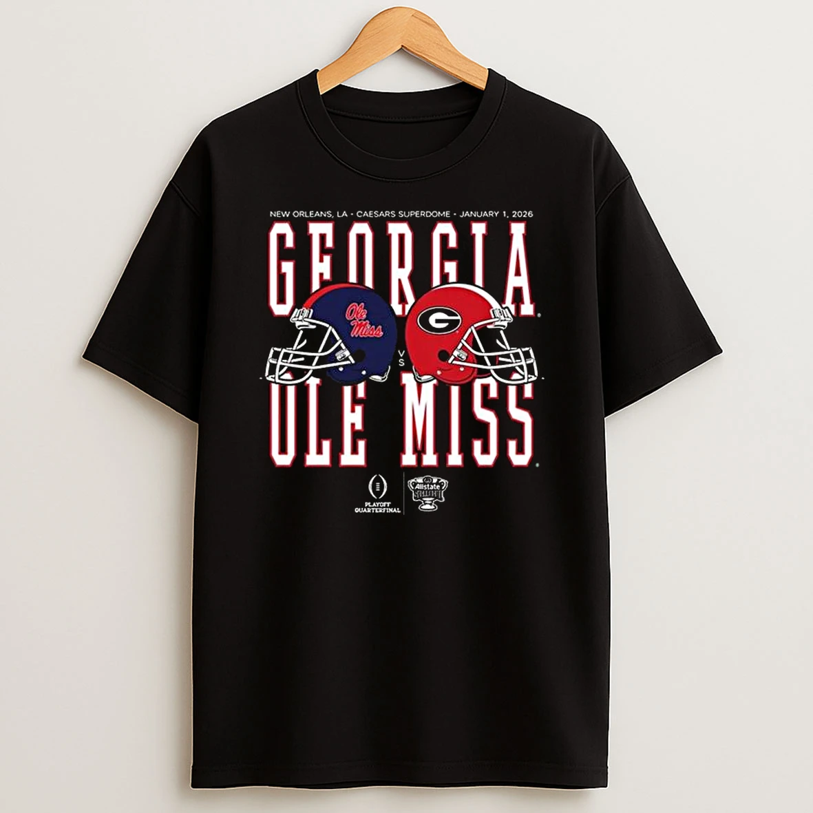 Vflippa Legendusashirt 20251224_122755 76_allstate Sugar Bowl 2026 Ole Miss Rebels Vs Georgia Bulldogs Helmet Matchup T Shirt