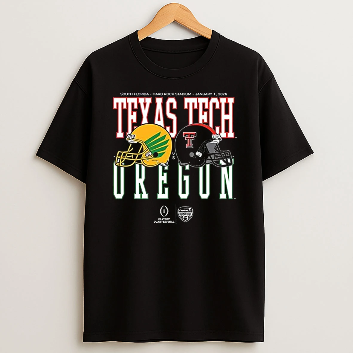 Vflippa Legendusashirt 20251224_122755 76_capital One Orange Bowl 2026 Oregon Ducks Vs Texas Tech Red Raiders Helmet Matchup T Shirt