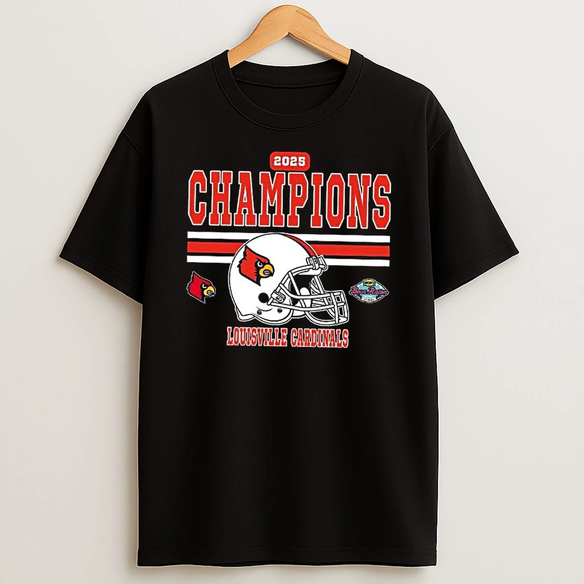 Vflippa Legendusashirt 20251224_122755 76_celebrates 2025 Boca Raton Bowl Champions Louisville Cardinals Football Champions 2025 Bushs Boca Raton Bowl Of Beans Helmet T Shirt