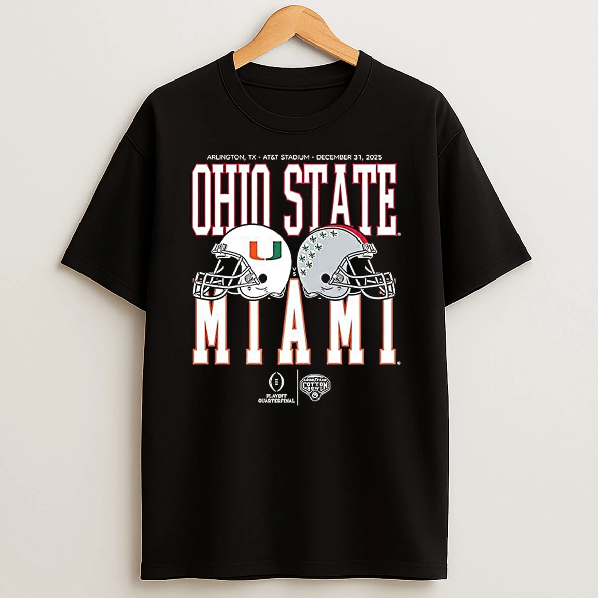 Vflippa Legendusashirt 20251224_122755 76_miami Hurricanes Vs Ohio State Buckeyes Ncaa Cotton Bowl Classic 2025 Matchup Att Stadium T Shirt