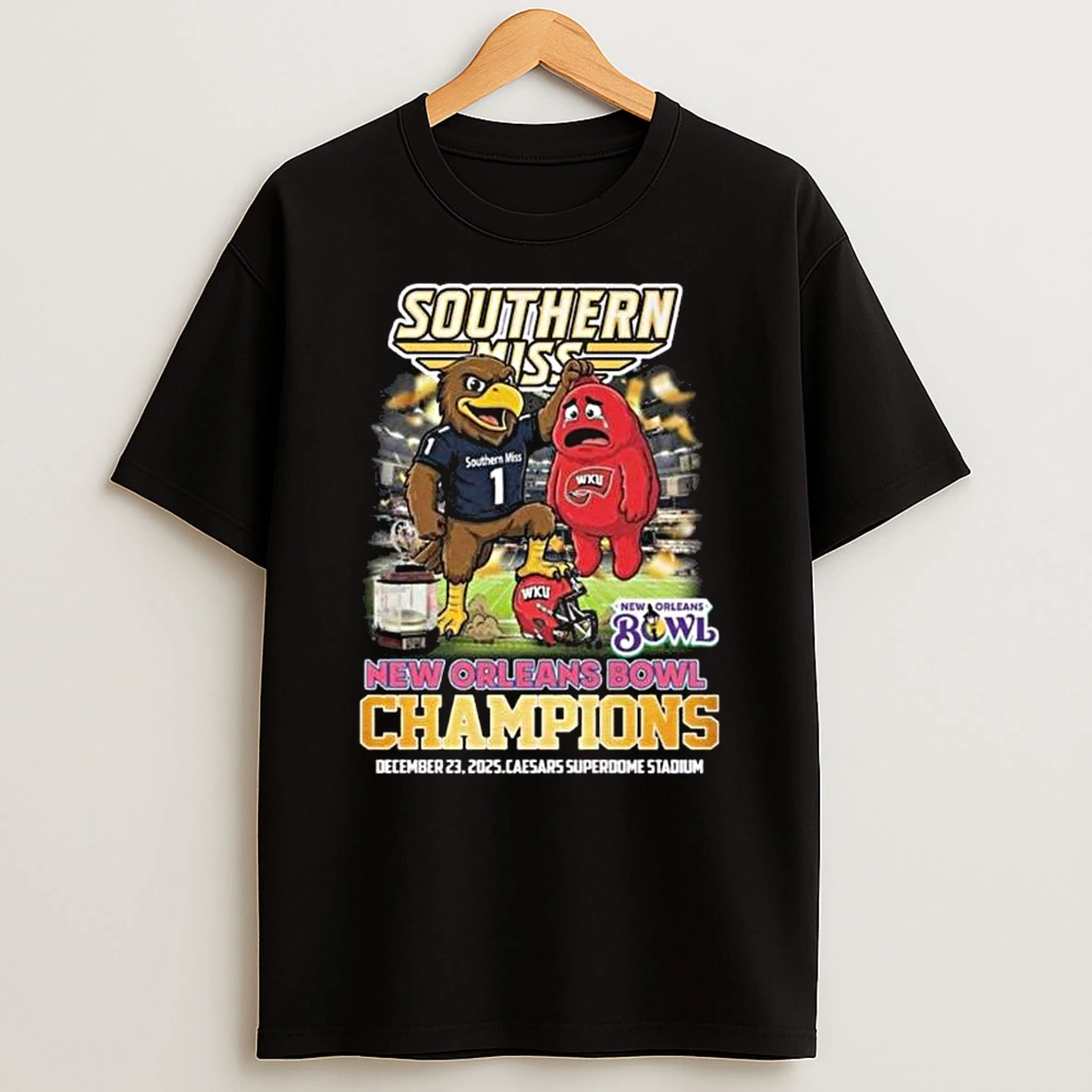 Vflippa Legendusashirt 20251224_125315 33_southern Miss New Orleans Bowl Champions 2025 Mascot T Shirt