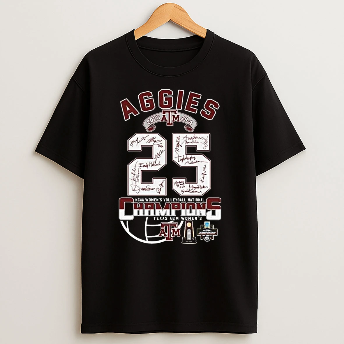 Vflippa Legendusashirt 20251224_125315 33_texas Am Aggies 2025 29 4 Ncaa Womens Volleyball National Champions Signatures T Shirt