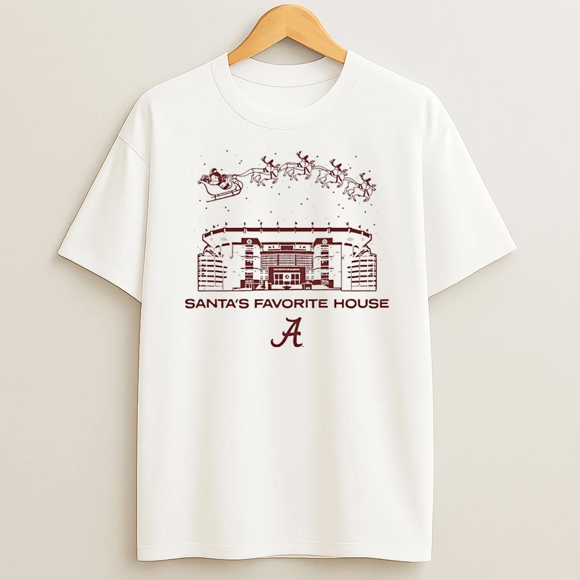 Vflippa Nowbestshirt 20251209_130203 95_alabama Crimson Tide Football Santas Favorite House Sleigh T Shirt