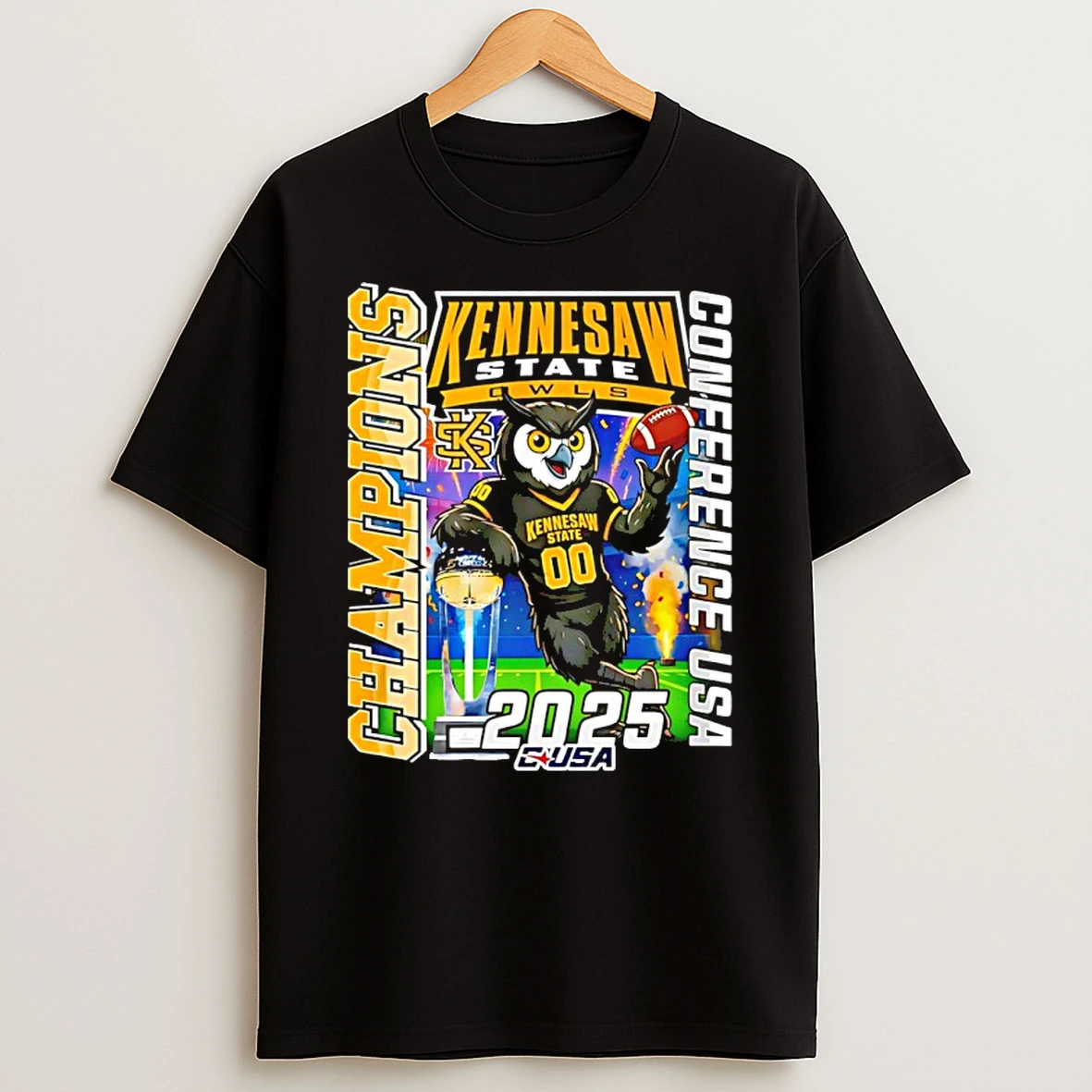Vflippa Nowbestshirt 20251209_130203 95_kennesaw State Owls 2025 Conference Usa Champions Mascot T Shirt