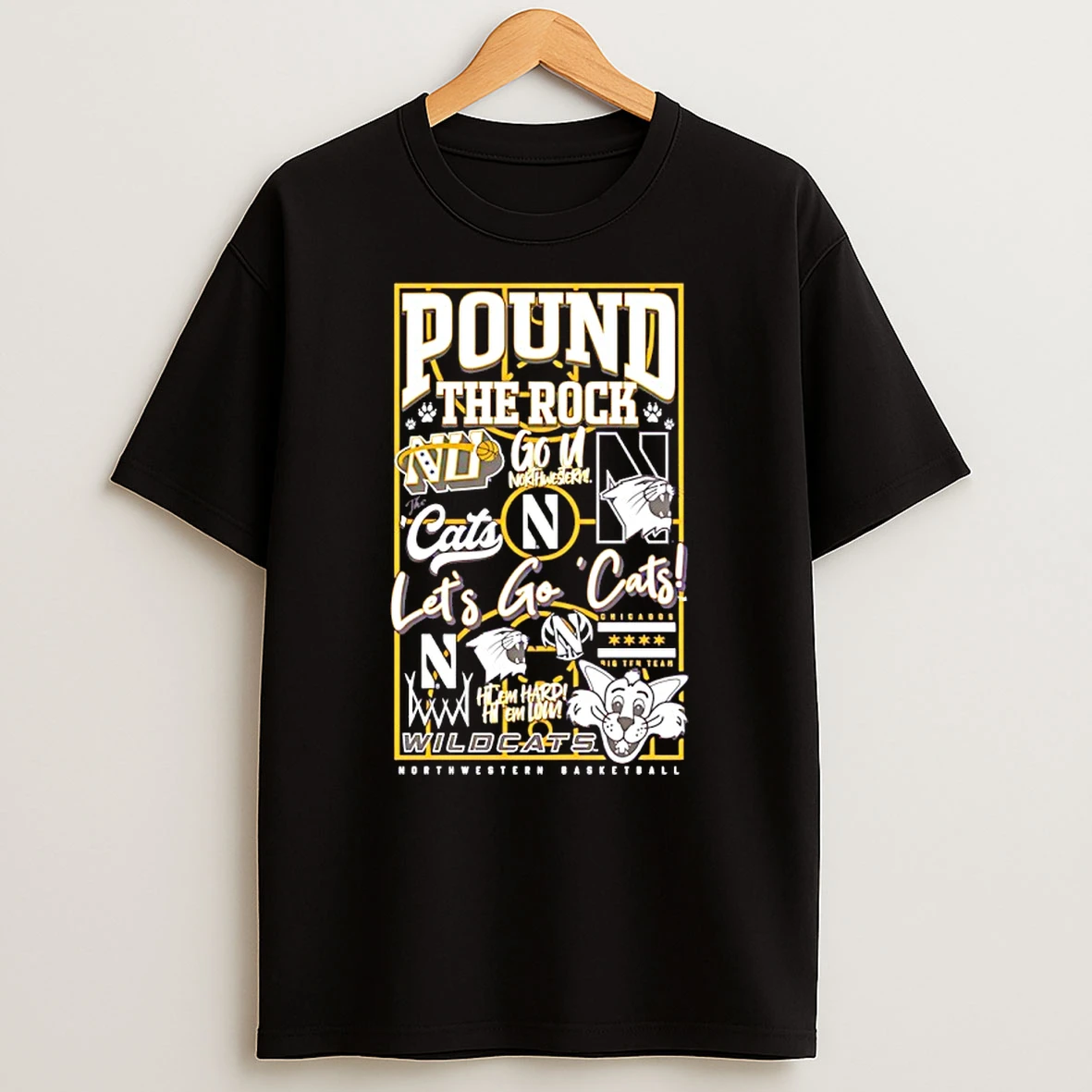 Vflippa Nowbestshirt 20251209_130203 95_northwestern Basketball Pound The Rock Lets Go Cats T Shirt