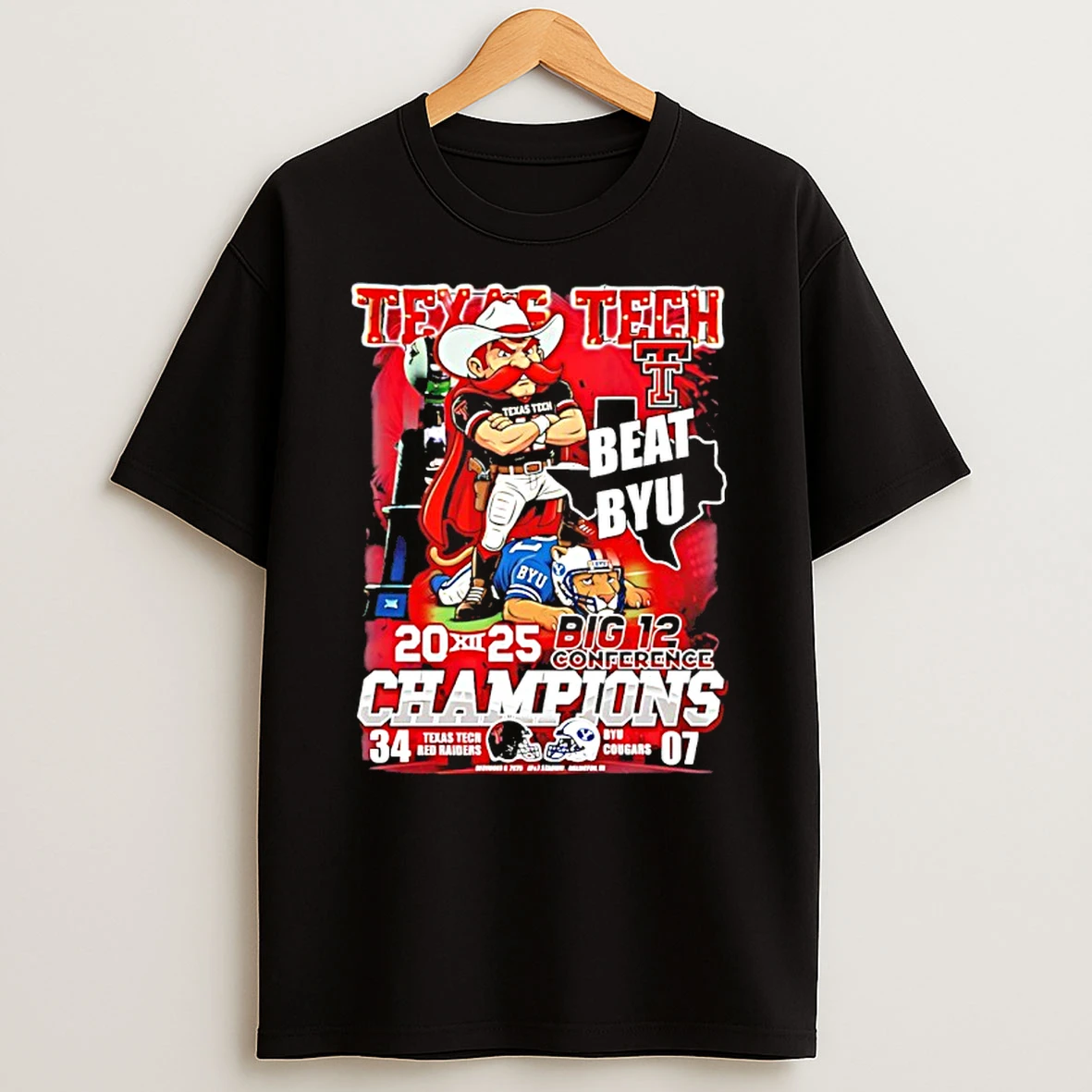 Vflippa Nowbestshirt 20251209_130203 95_texas Tech Red Raiders Big 12 Conference Champions 2025 Beat Byu Mascot T Shirt
